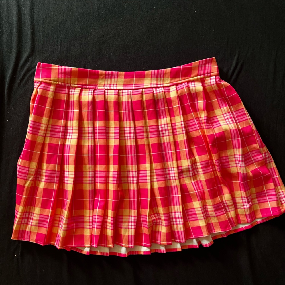 plaid plated skirt